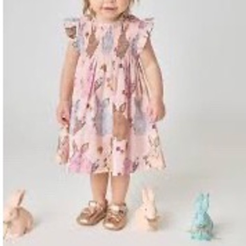 Pink Chicken Jennifer Ruffle Dress in Vintage Bunnies Easter 2Y NWT Cottagecore